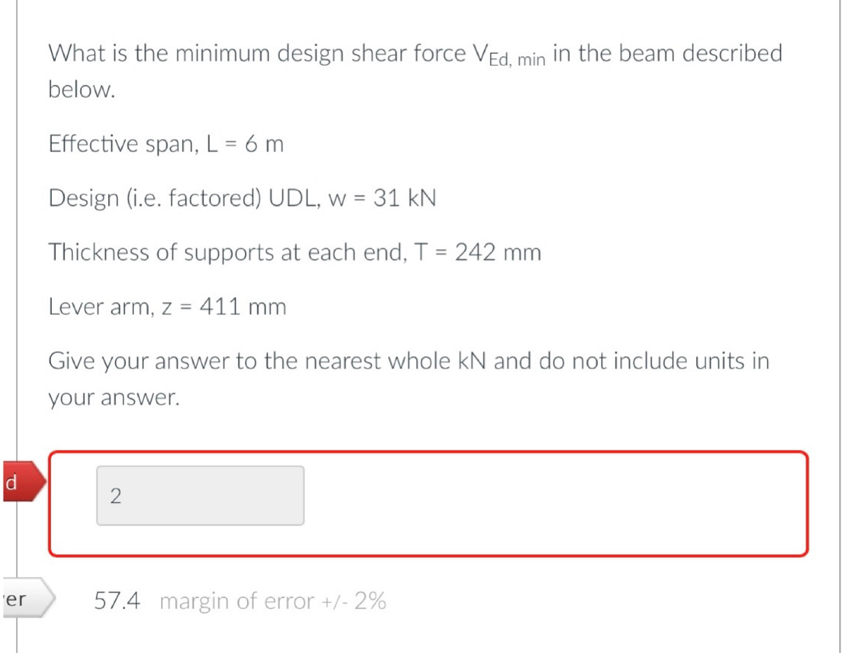 What is the minimum design shear force V E d , m