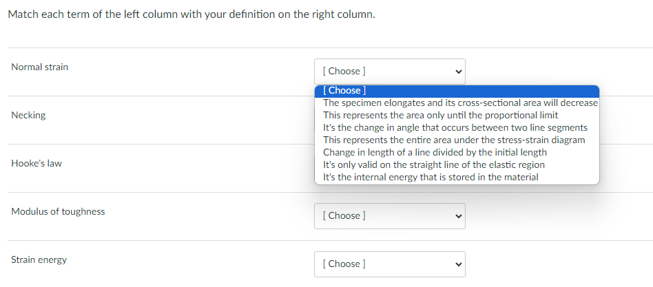 Match each term of the left column with your