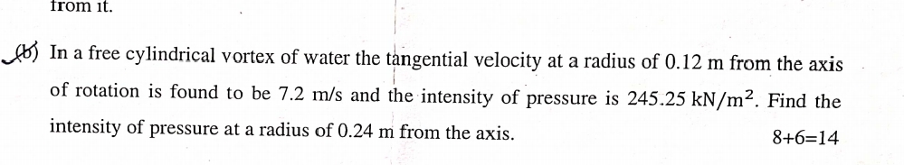( b ) In a free cylindrical vortex of water the