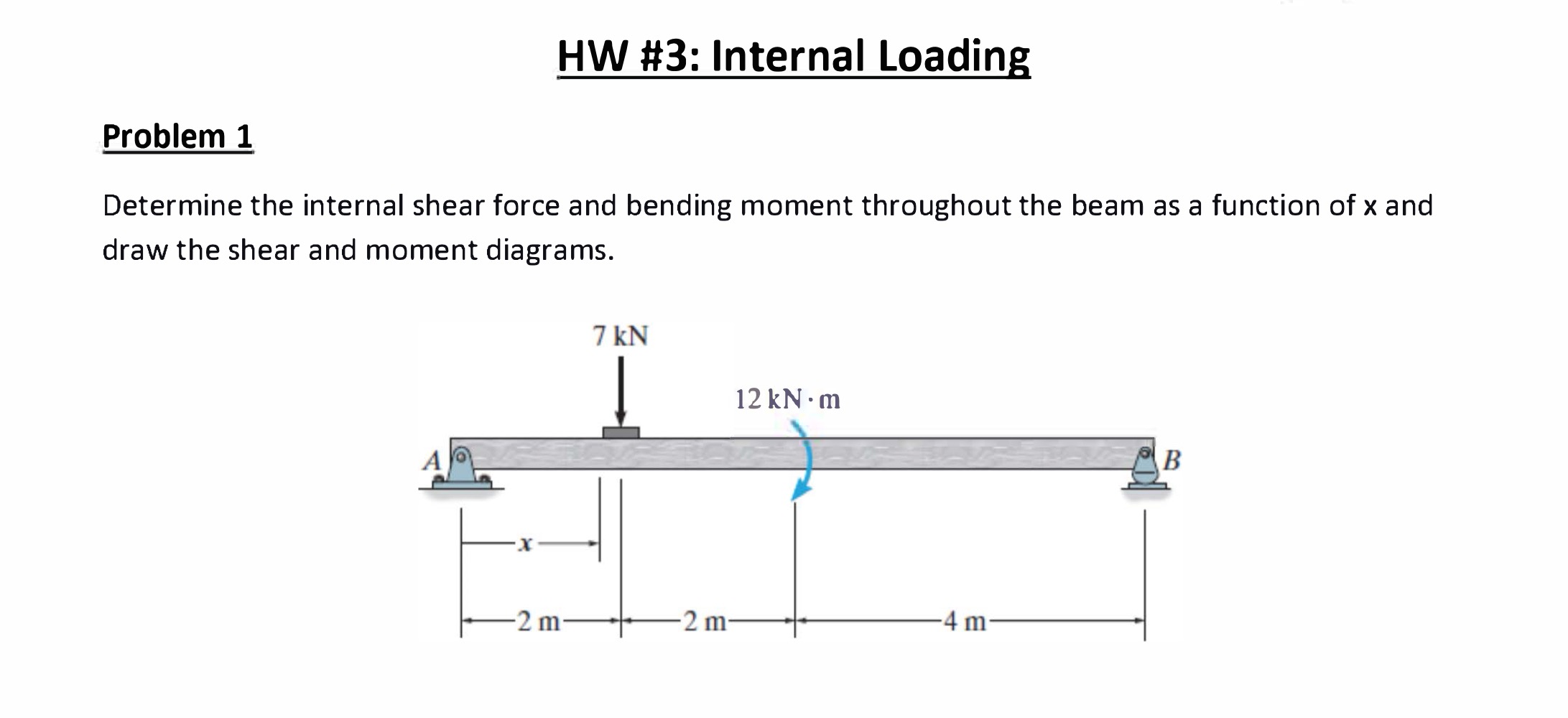 HW # 3 : Internal Loading Problem 1 Determine the