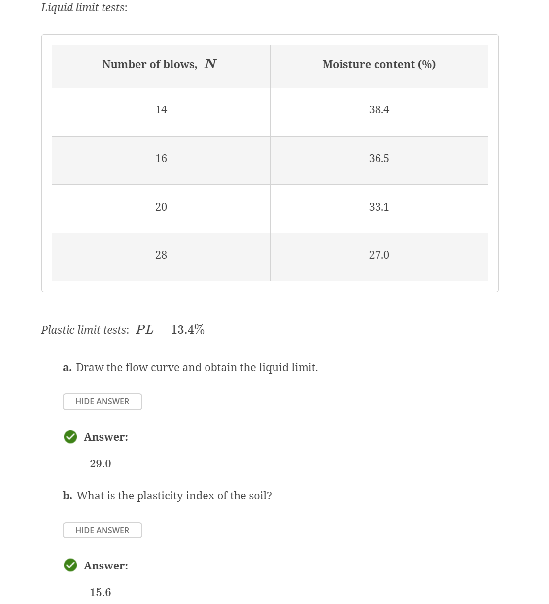 Please show how to obtain the answers for a & b .
