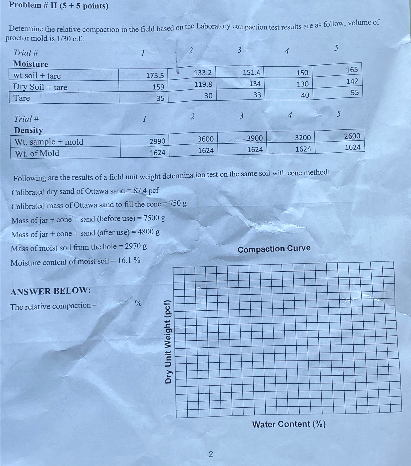 Solve for relative compaction and plot thr