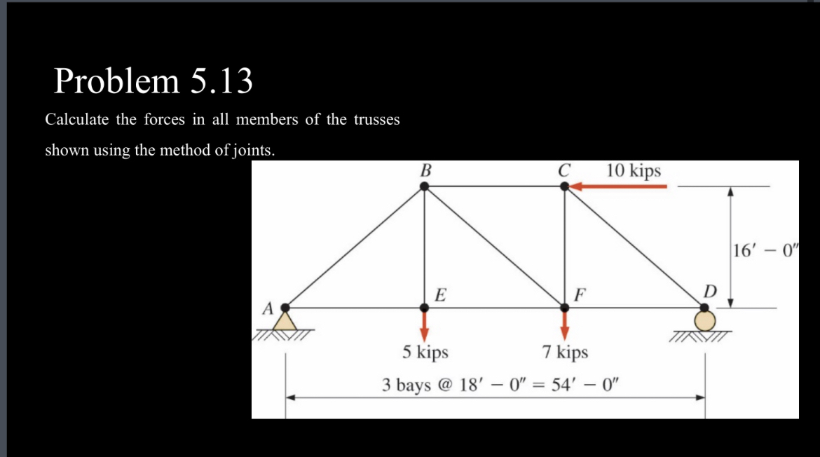 Problem 5 . 1 3 Calculate the forces in all