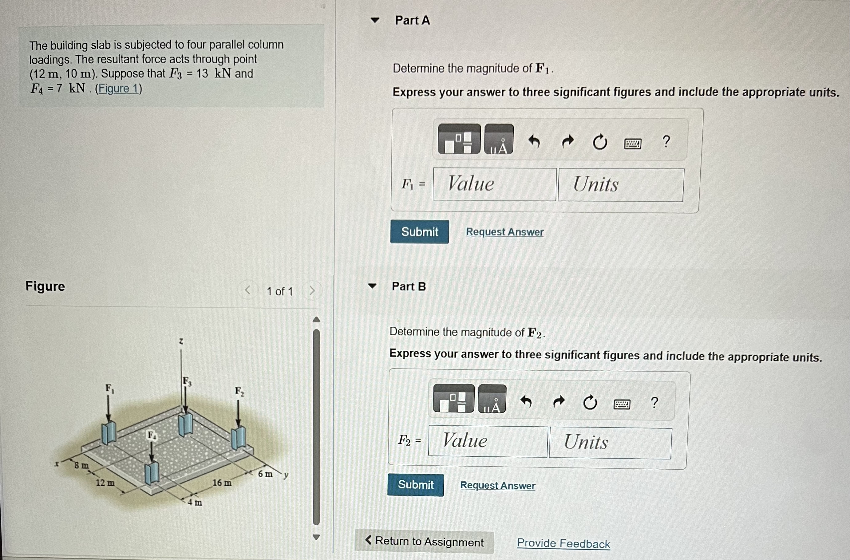 Part A The building slab is subjected to four