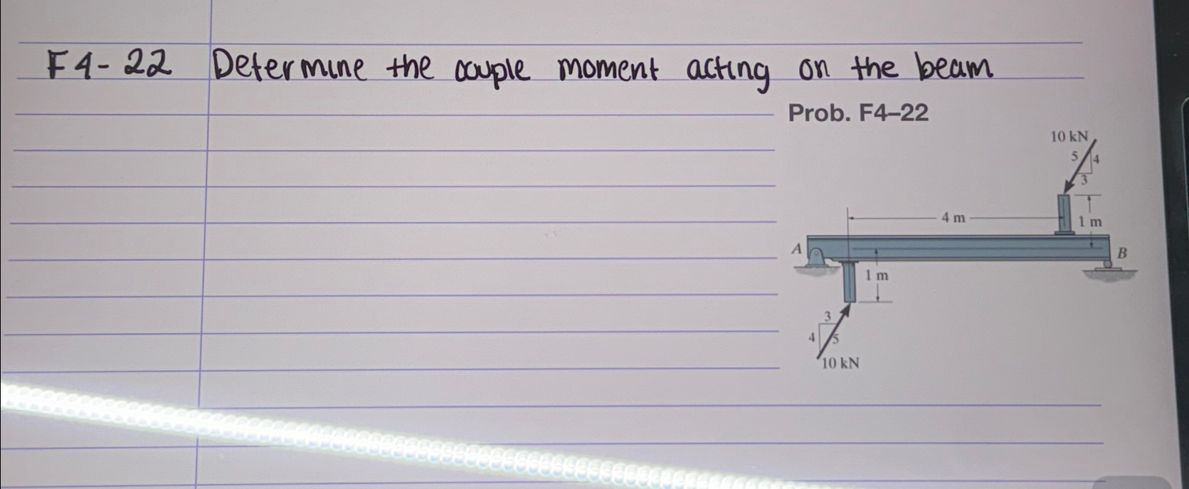 F 4 - 2 2 Determine the couple moment acting on