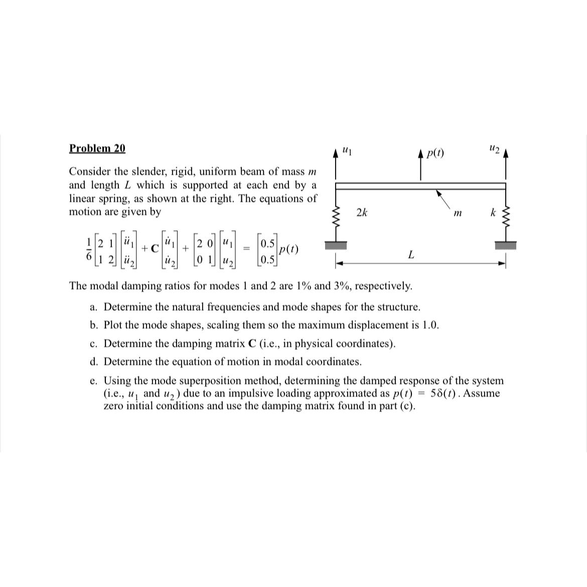 Problem 2 0 Consider the slender, rigid, uniform