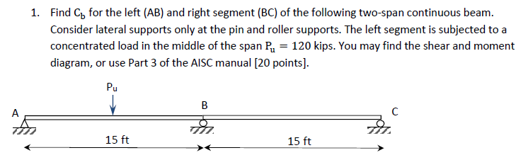 Find C b for the left ( A B ) and right segment (