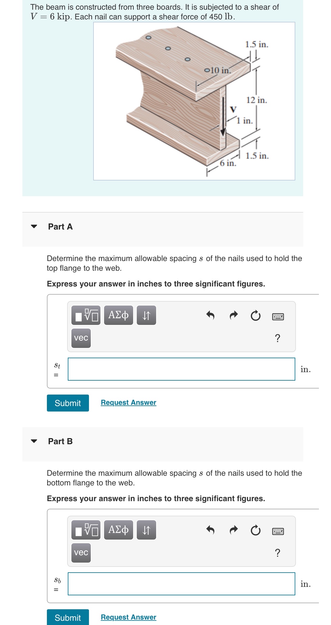 The beam is constructed from three boards. It is