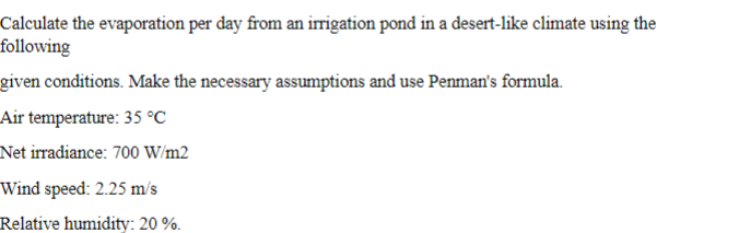 Calculate the evaporation per day from an