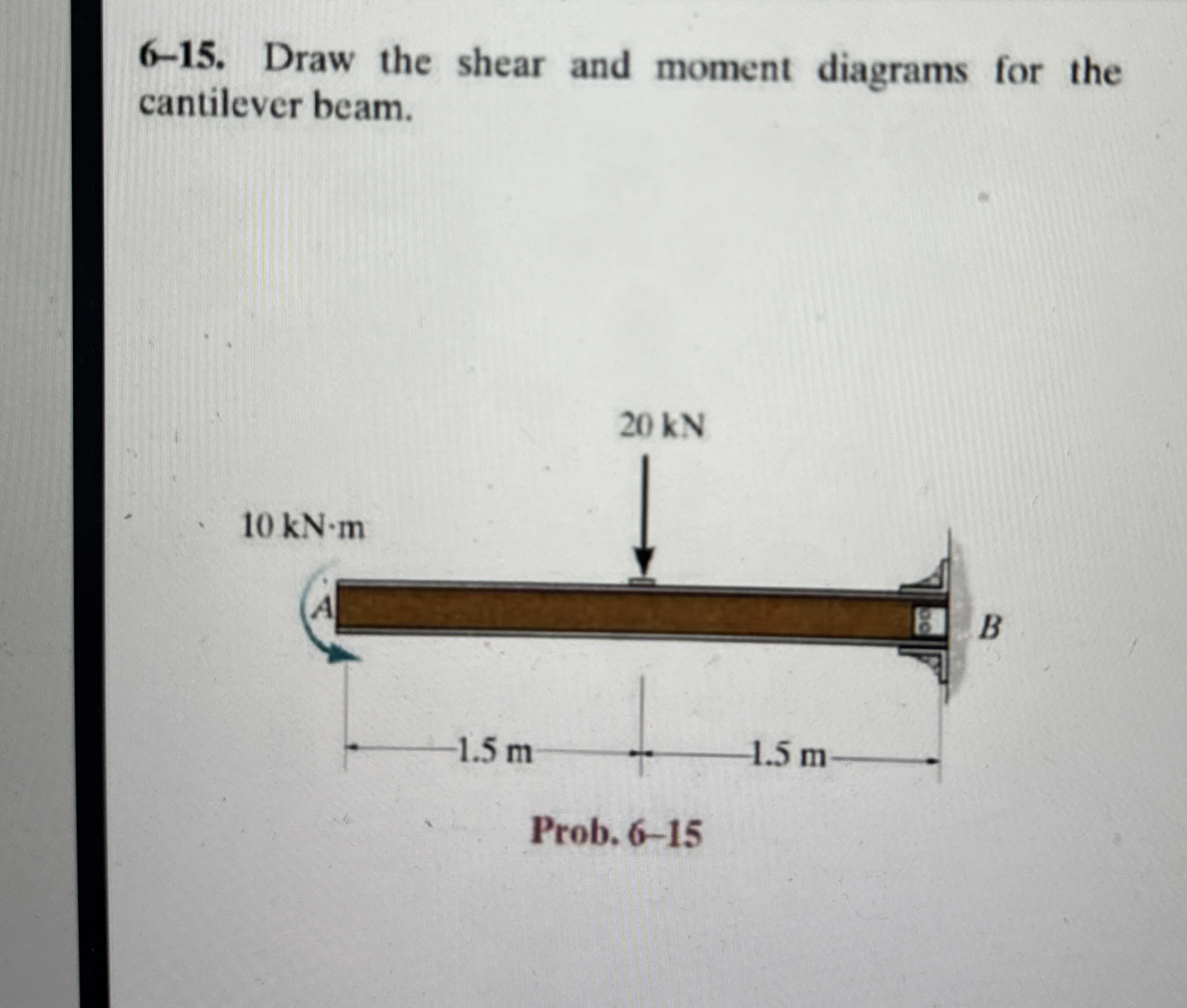 6 - 1 5 . Draw the shear and moment diagrams for