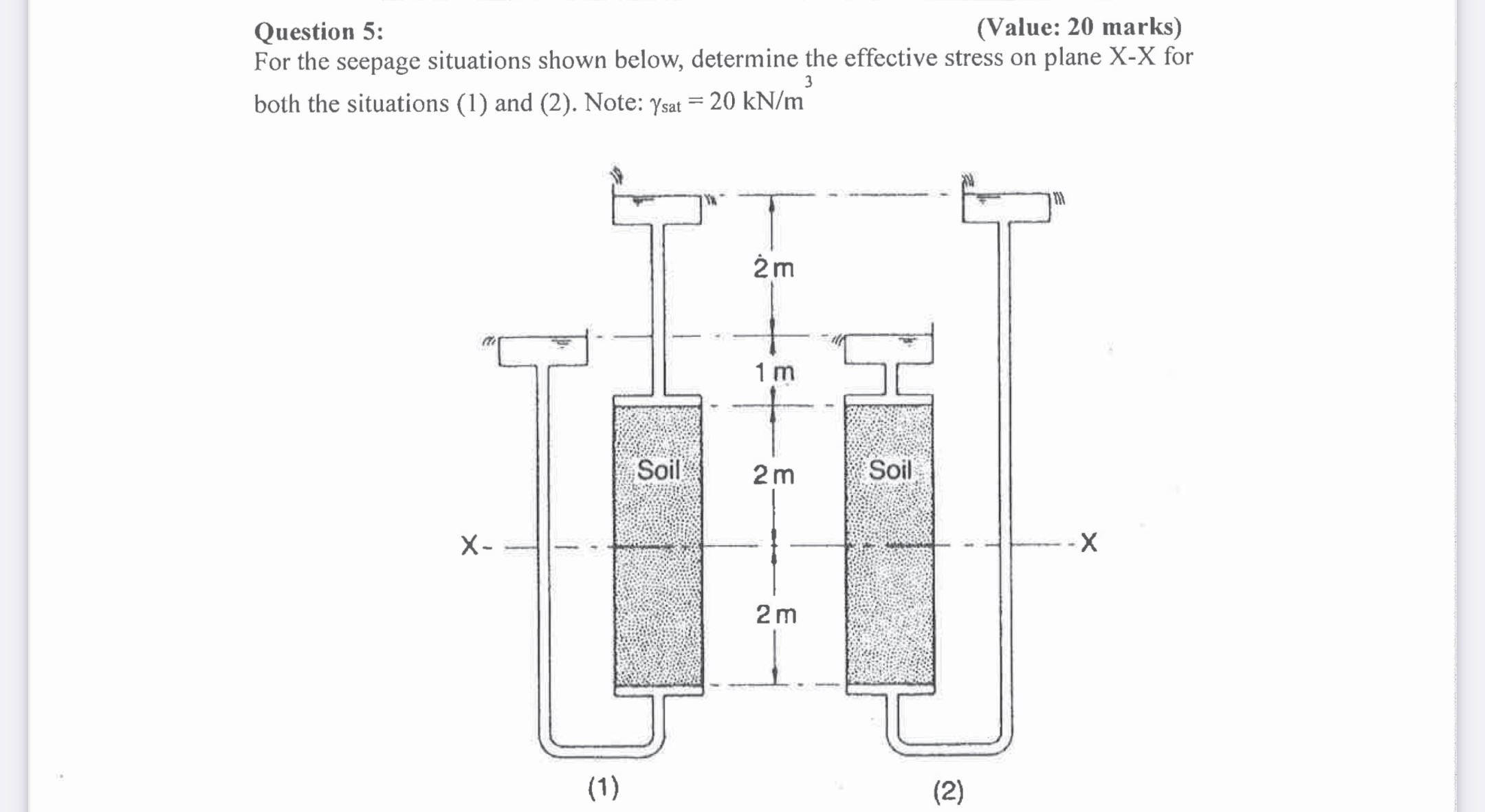 Question 5 : ( Value: 2 0 marks ) For the seepage