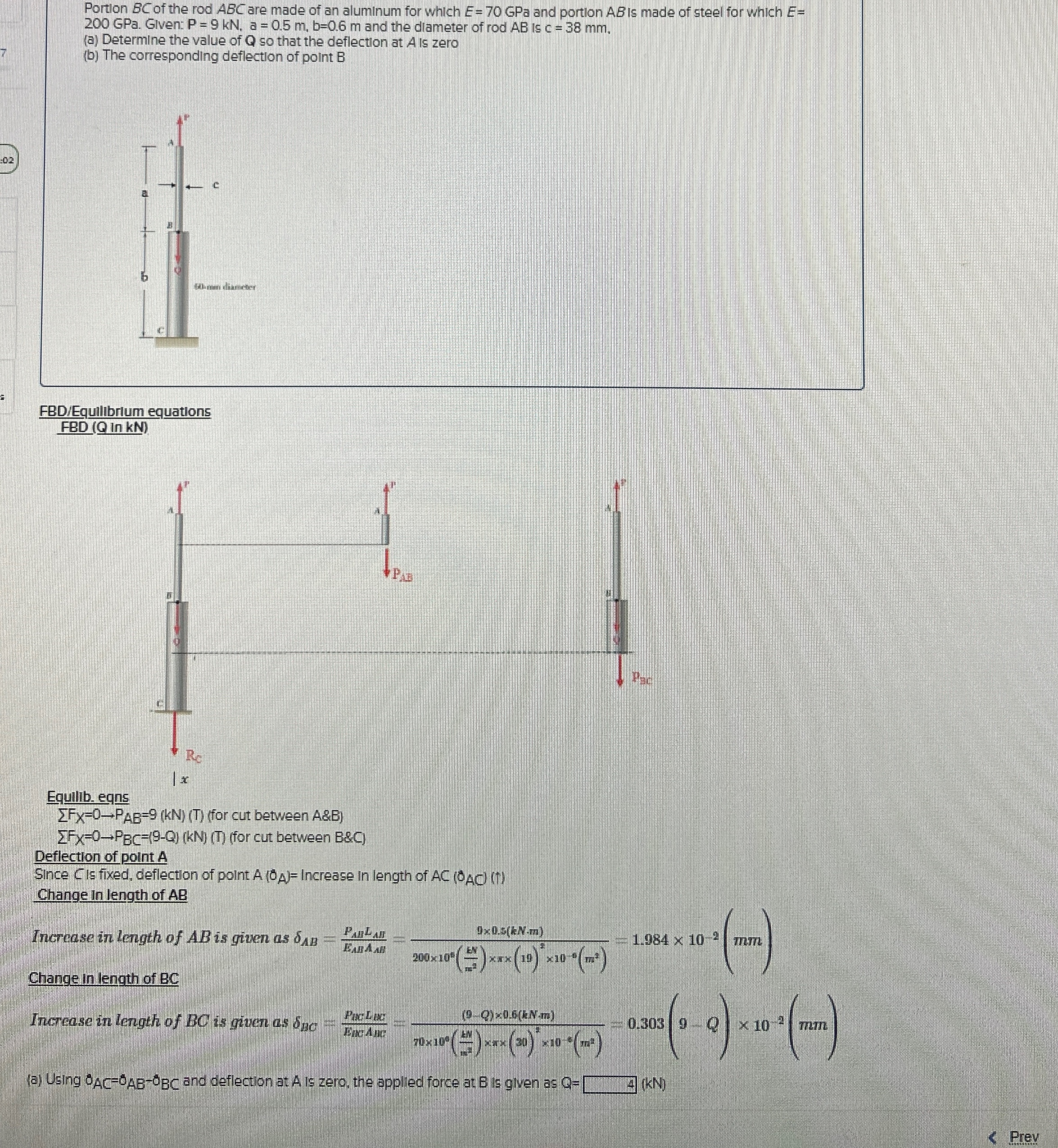 Portion B C of the rod ABC are made of an