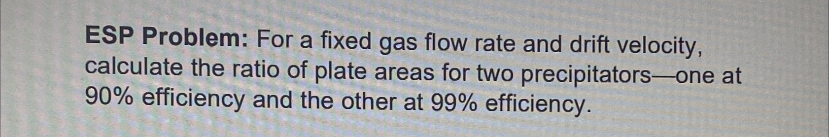 ESP Problem: For a fixed gas flow rate and drift