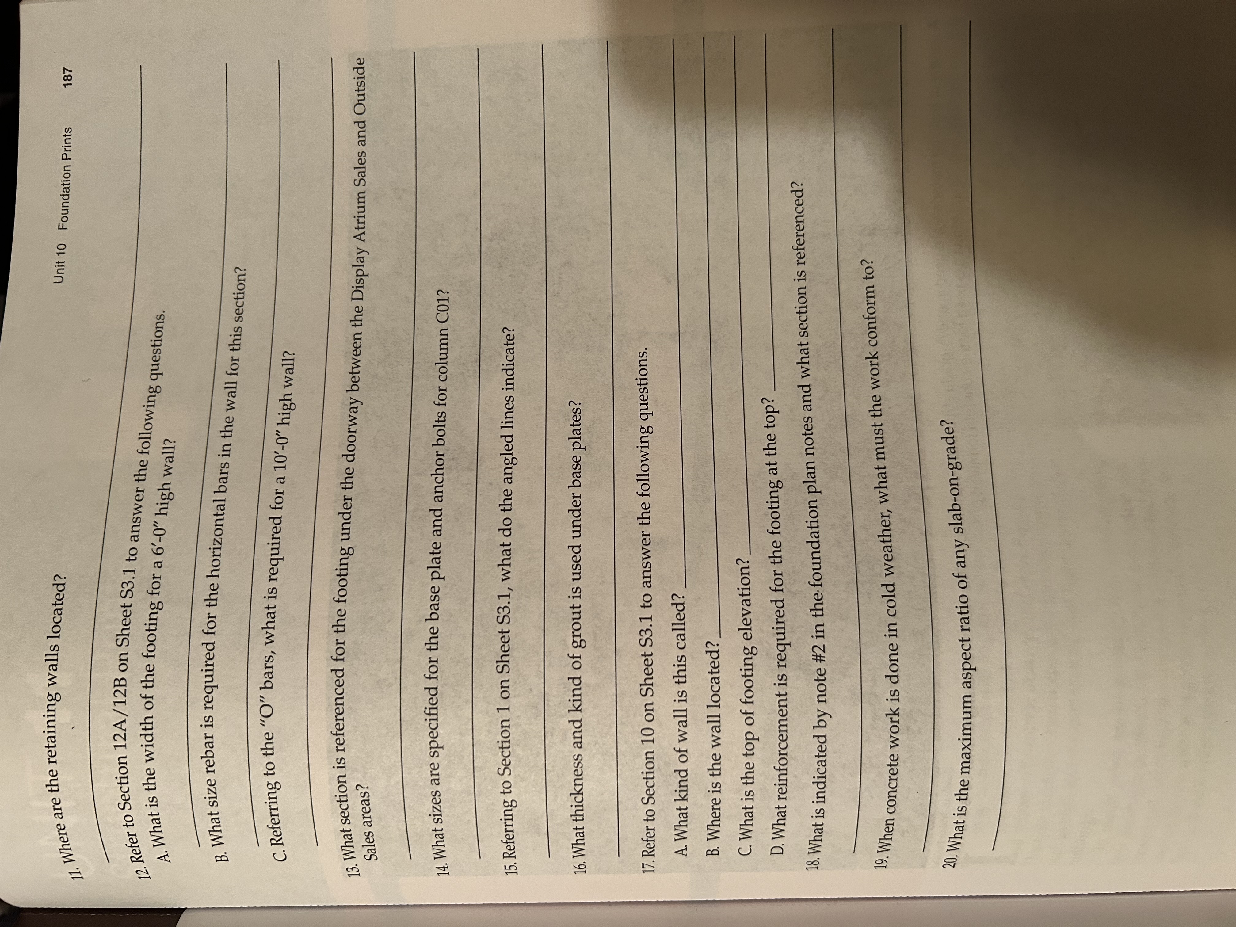 Where are the retaining walls located? Refer to