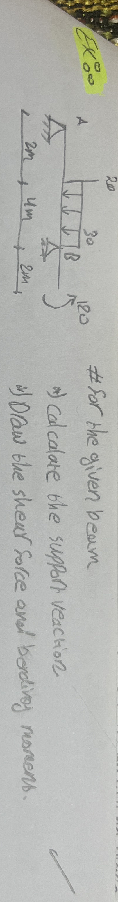 #for the given beum a ) Calcalate the support