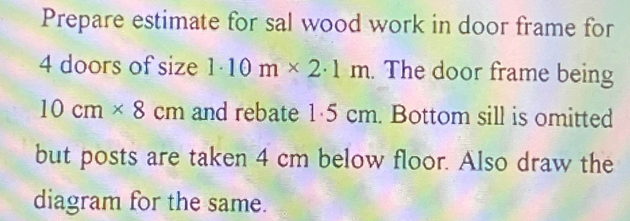 Prepare estimate for sal wood work in door frame