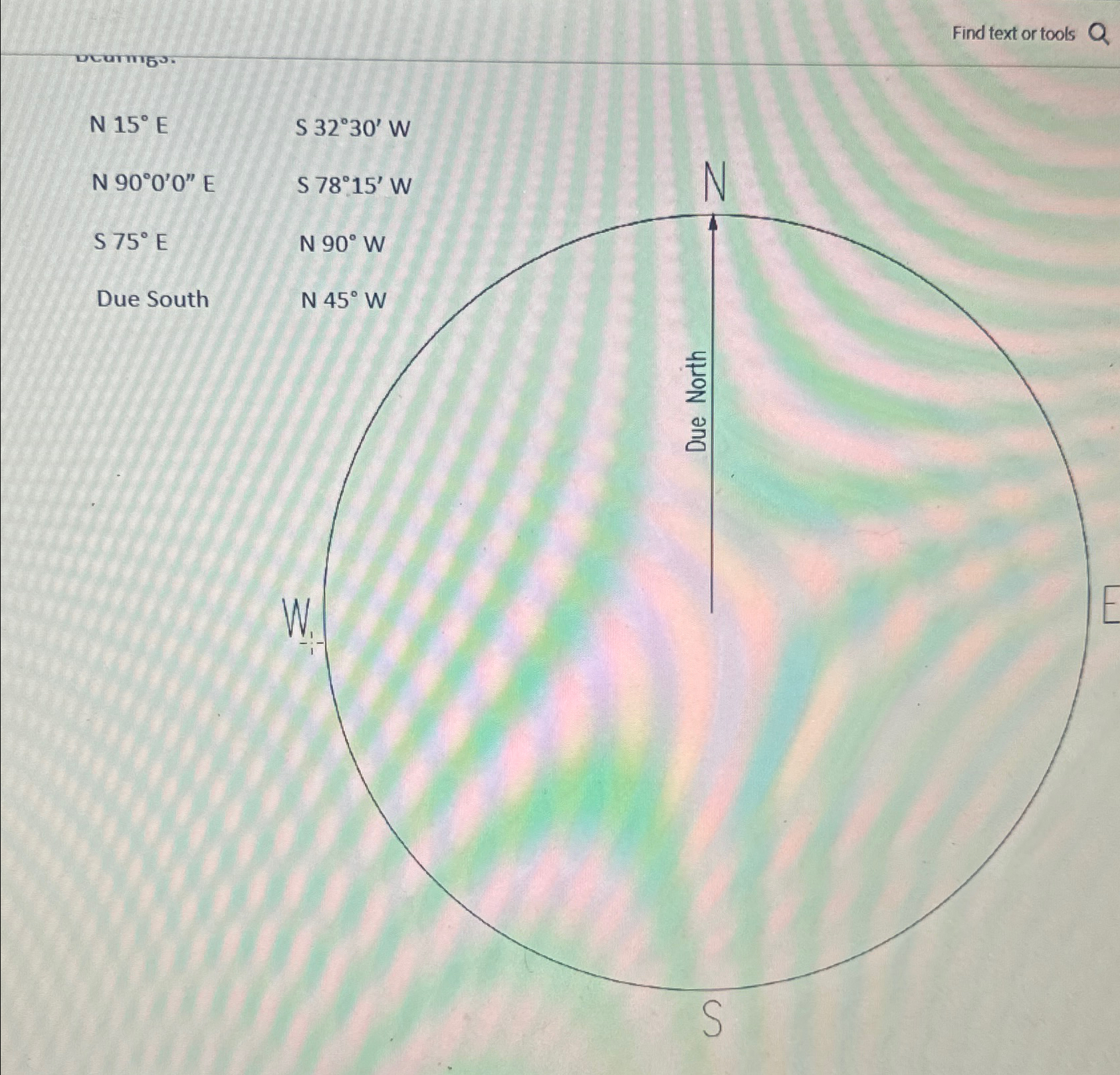 ( 8 ) bearings listed below using a protractor,