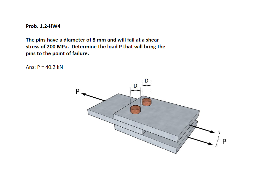 Prob. 1 . 2 - HW 4 The pins have a diameter of 8