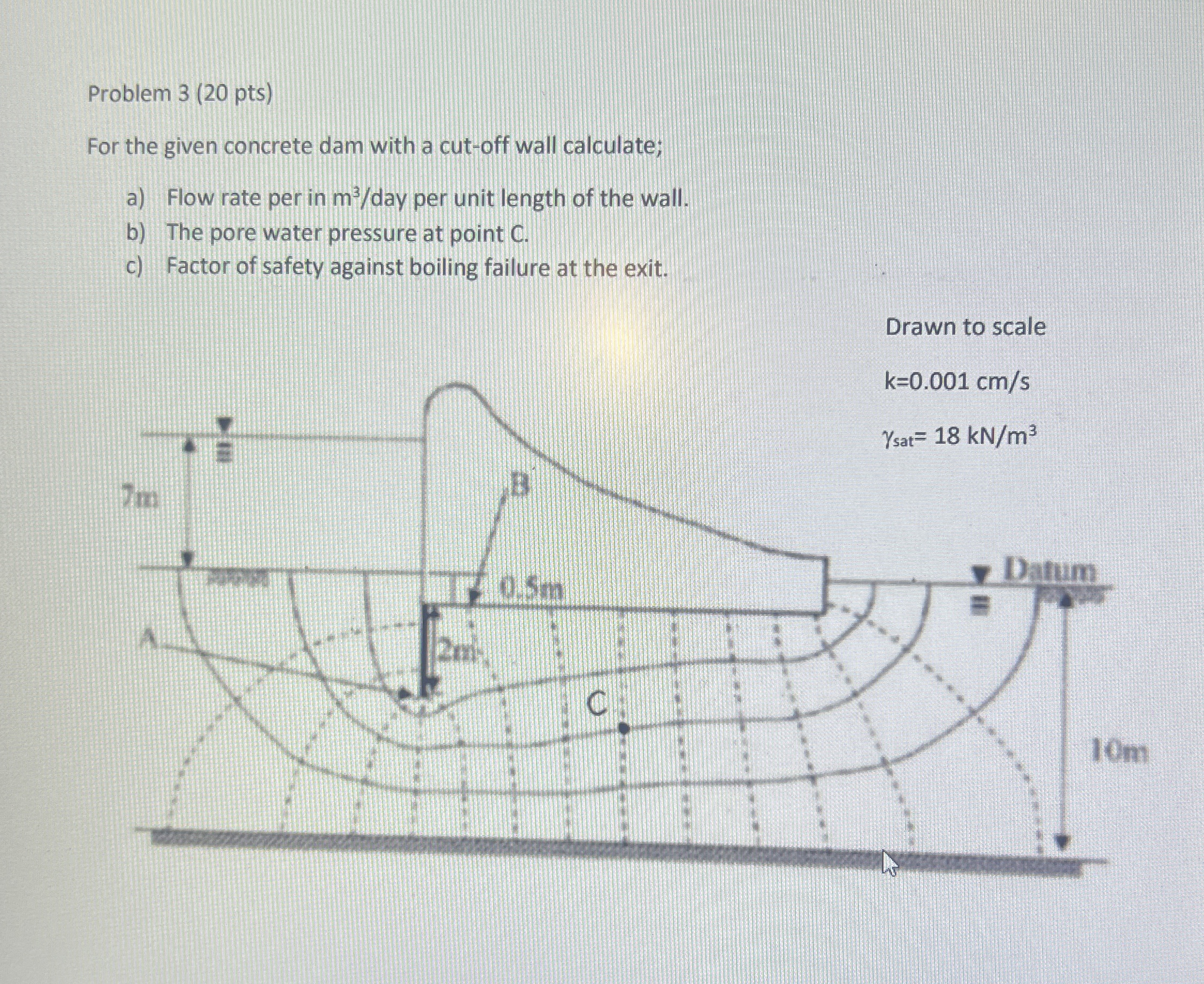 Problem 3 ( 2 0 pts ) For the given concrete dam