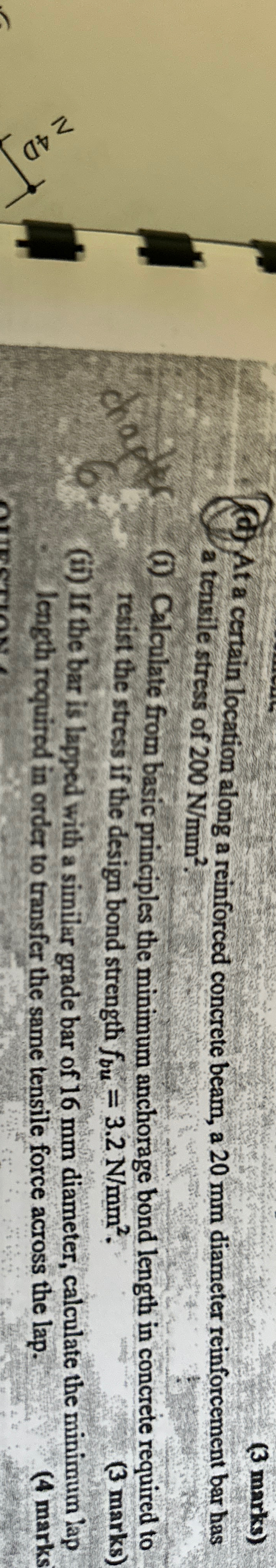 ( 3 marks ) ( d ) At a certain location along a