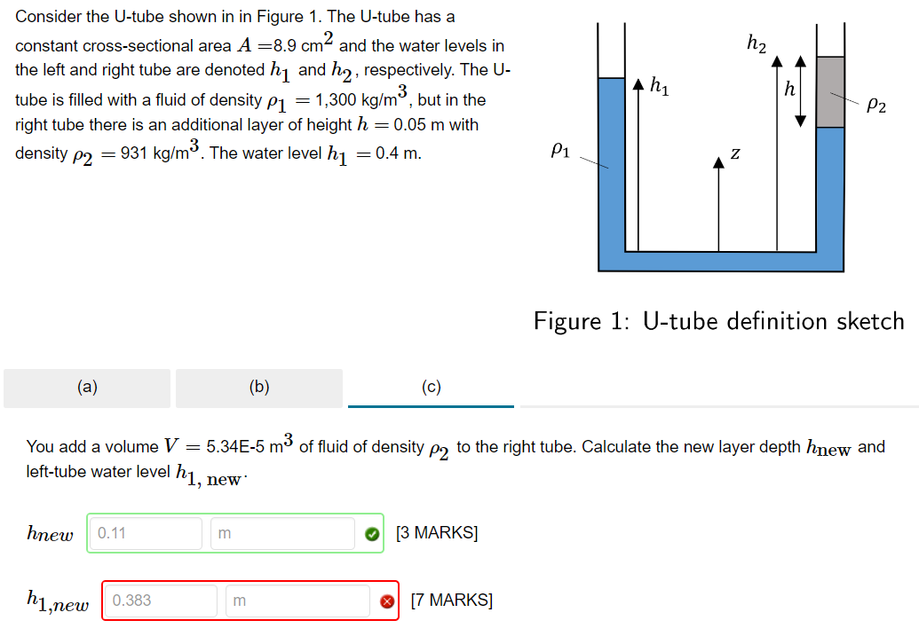 Consider the U - tube shown in in Figure 1 . The