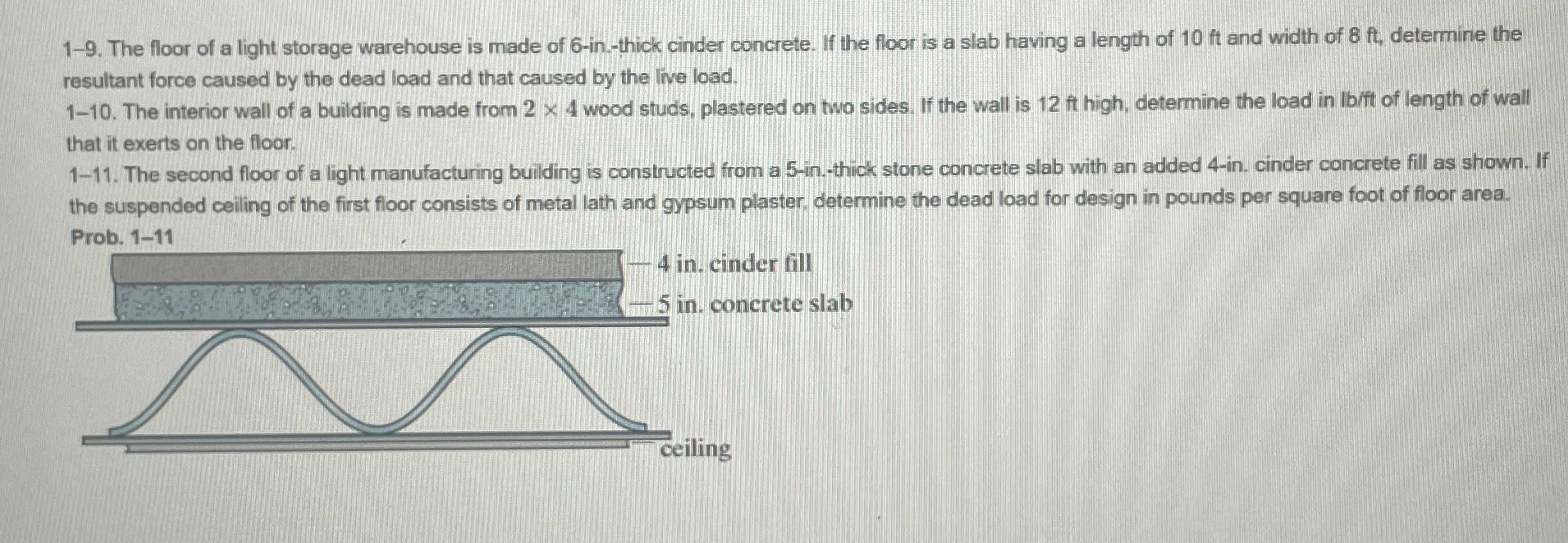 1 - 9 . The floor of a light storage warehouse is