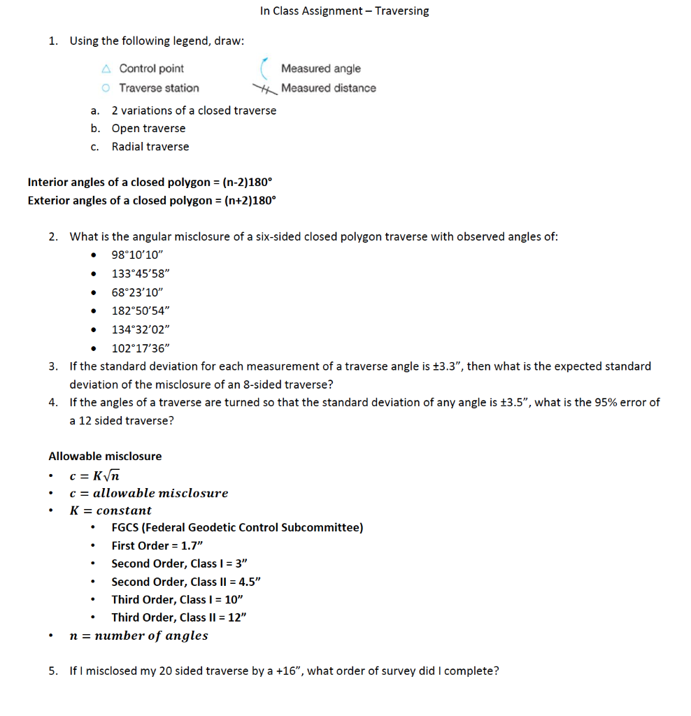 4 . If the angles of a traverse are turned so