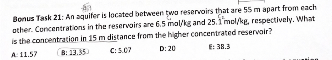 Bonus Task 2 1 : An aquifer is located between