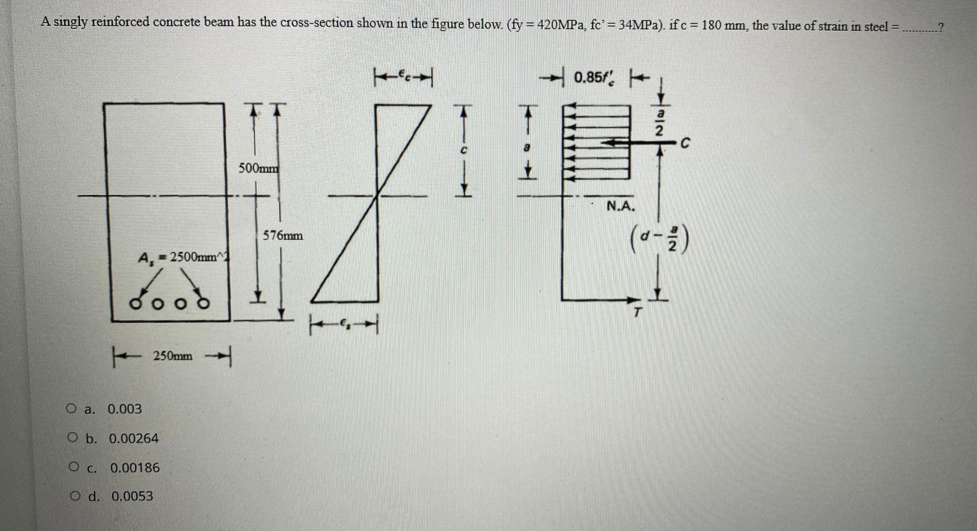 A singly reinforced concrete beam has the cross -