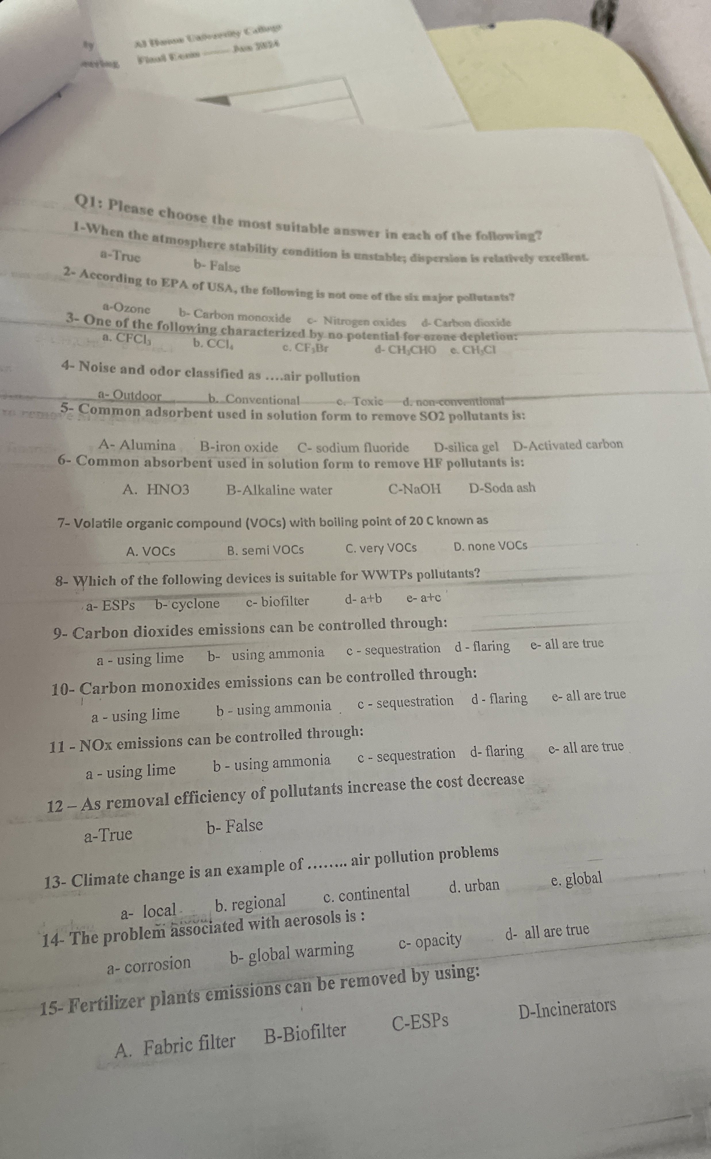 Q 1 : Please choose the most suitable answer in