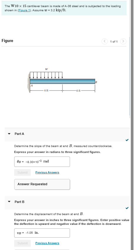 The W 1 0 1 5 cantilever beam is made of A - 3 6