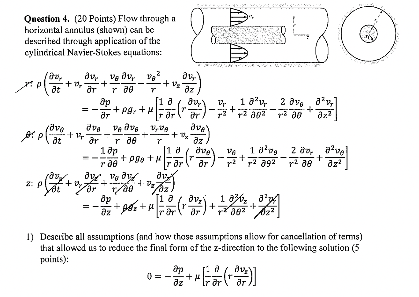 Question 4 . ( 2 0 Points ) Flow through a