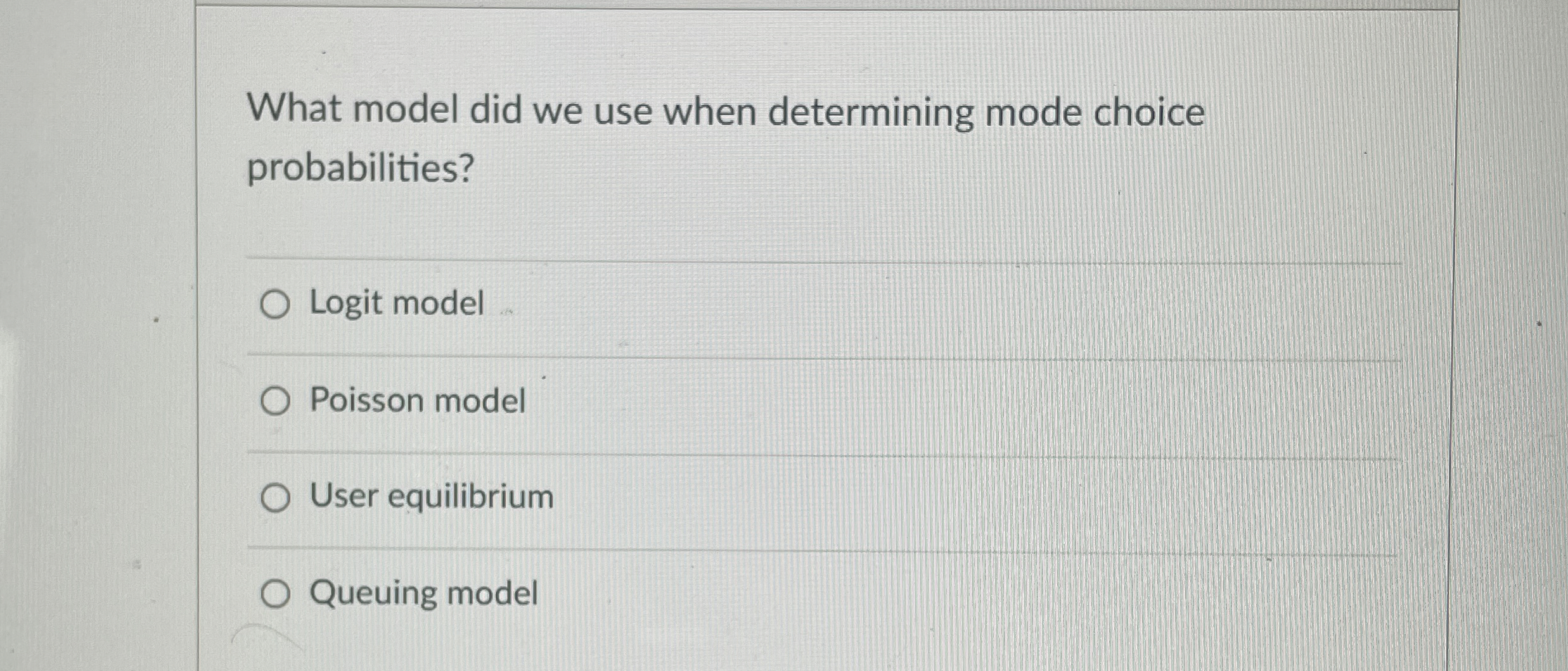 What model did we use when determining mode
