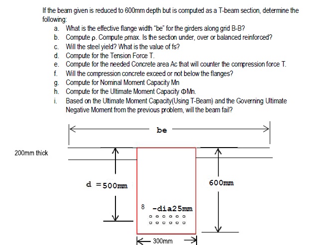 If the beam given is reduced to 6 0 0 m m depth