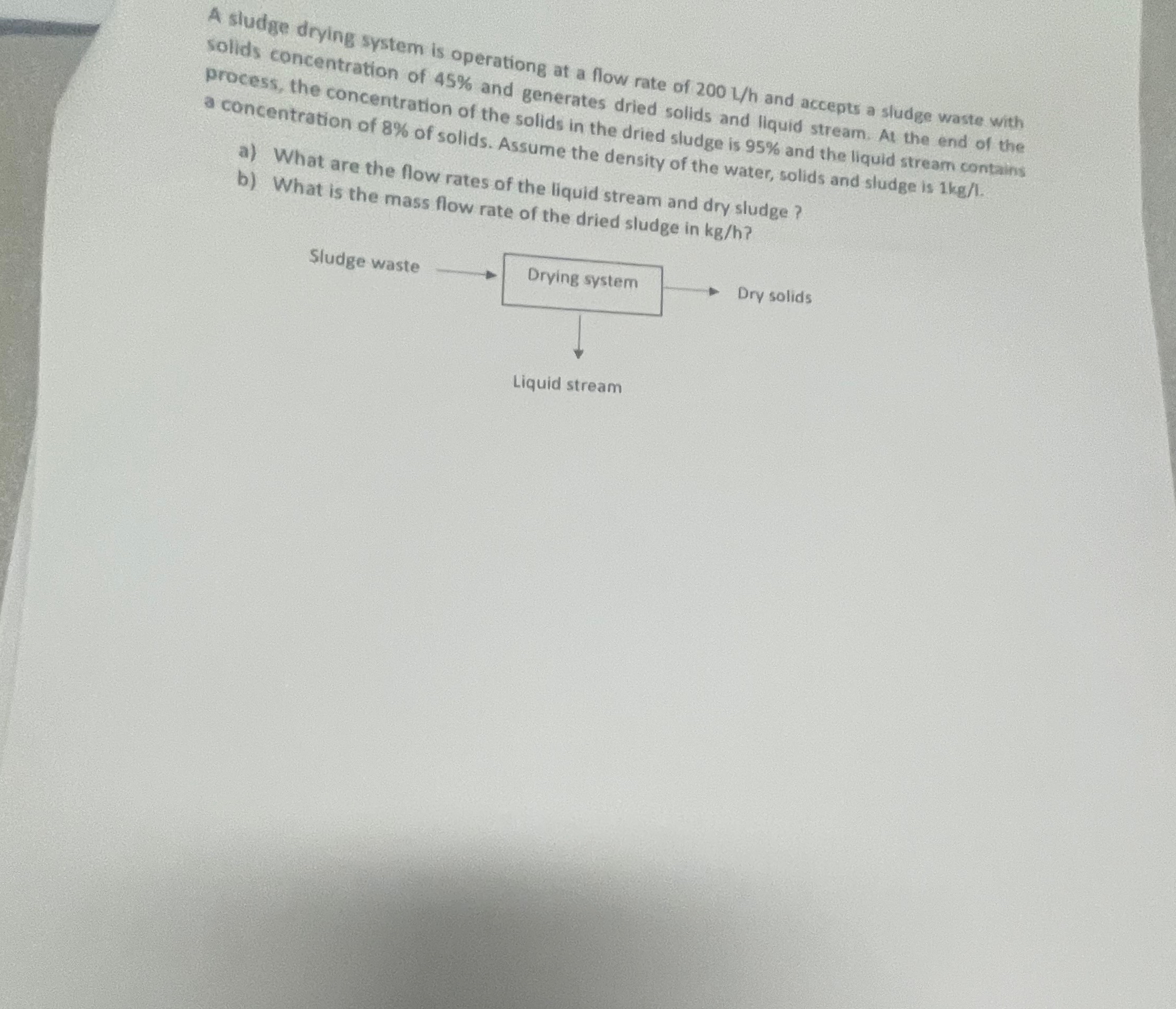A sludge drying system is operationg at a flow