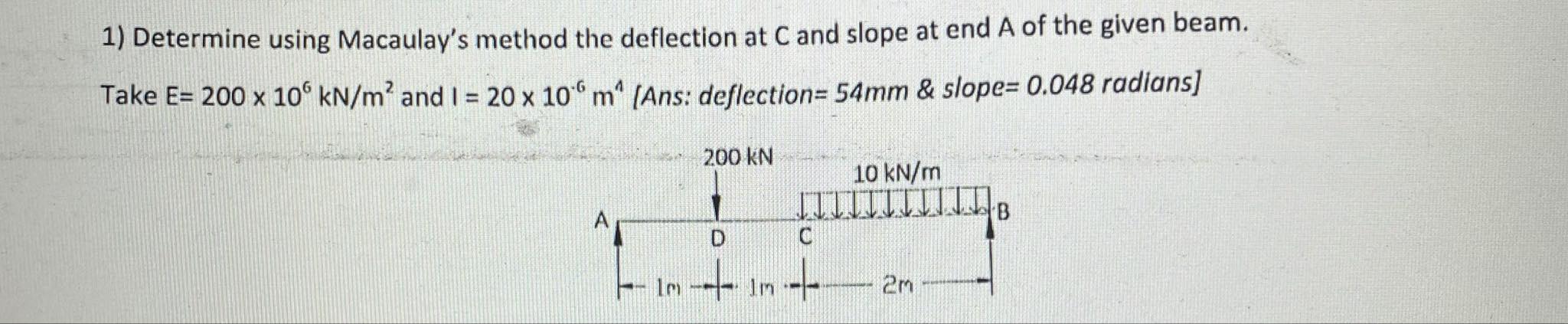 Determine using Macaulay's method the deflection