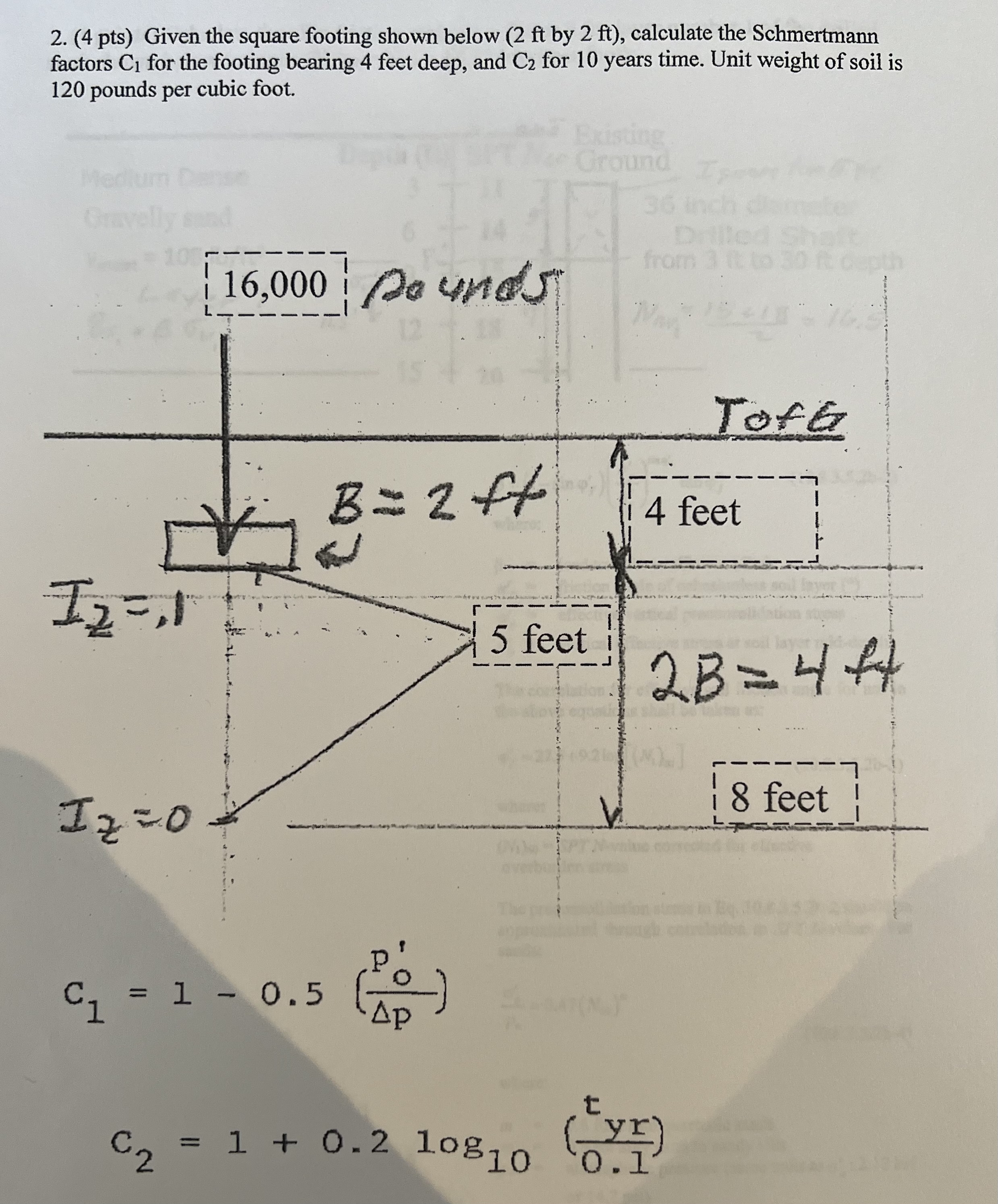 ( 4 p t s Given the square footing shown below (