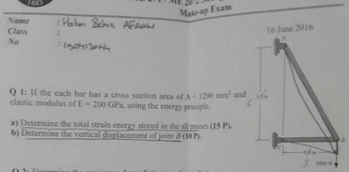 Make - up Exam Q 1 : If the each bar has a cross