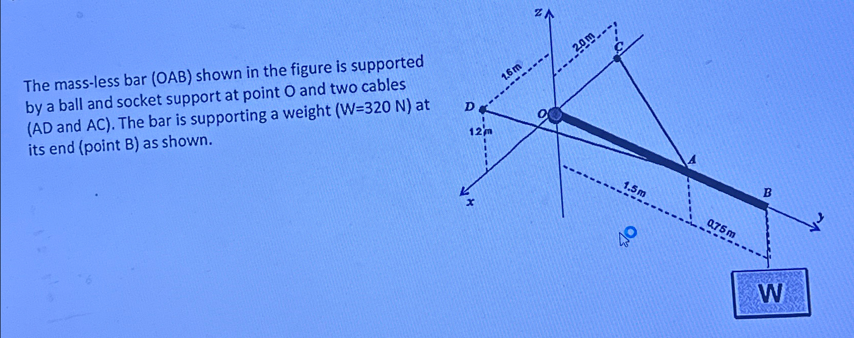 What is the tension in cable AD and AC . Also