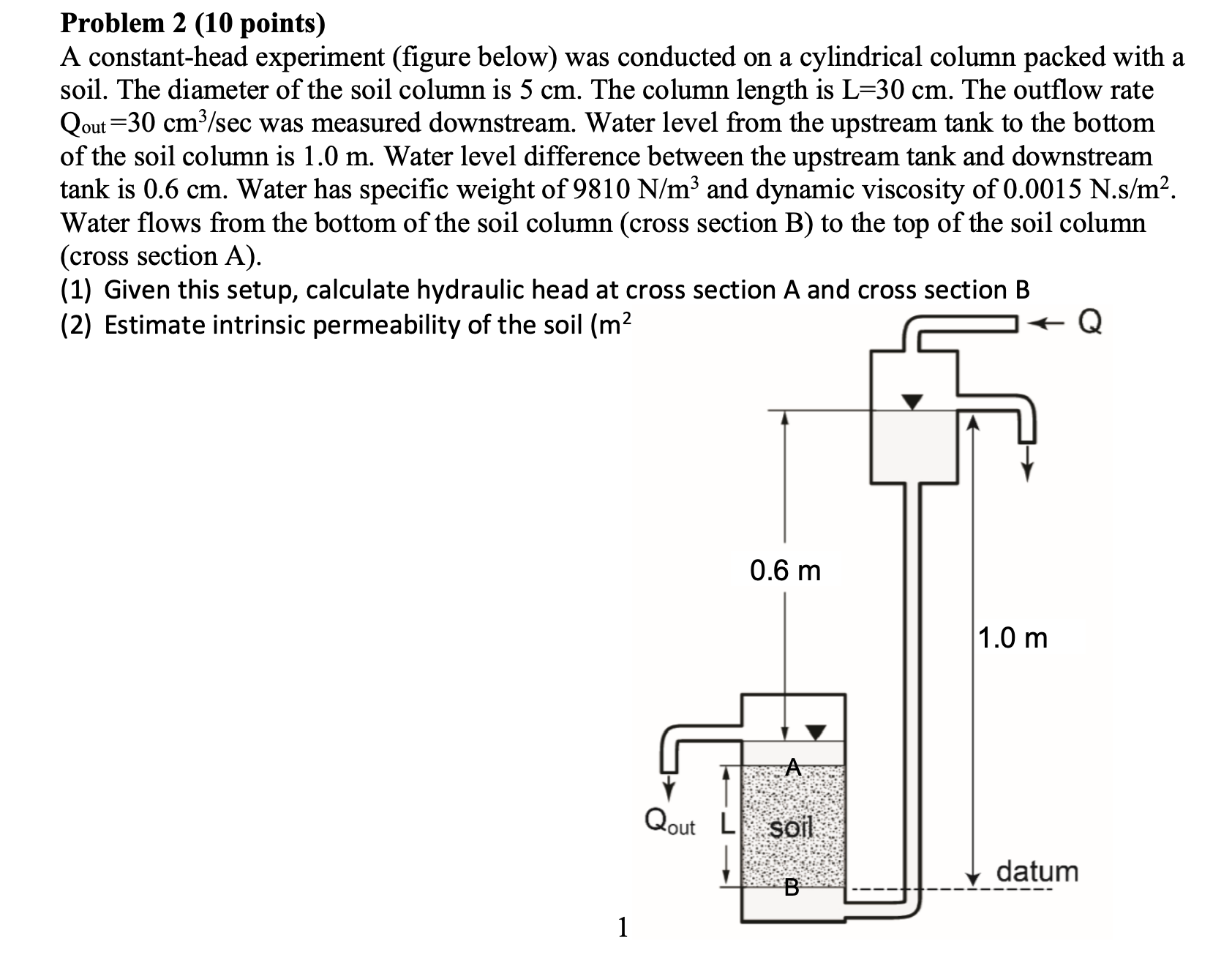 Problem 2 ( 1 0 points ) A constant - head