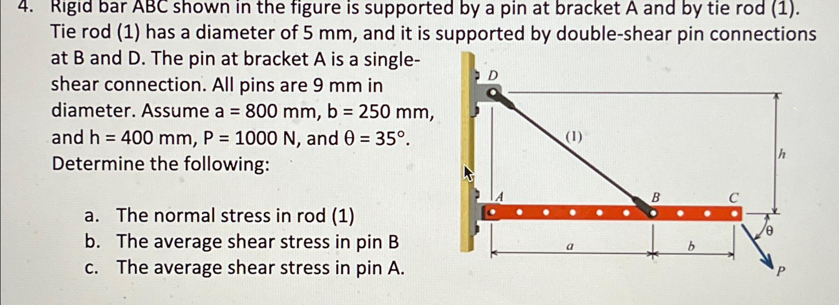 Rigid bar ABC shown in the figure is supported by
