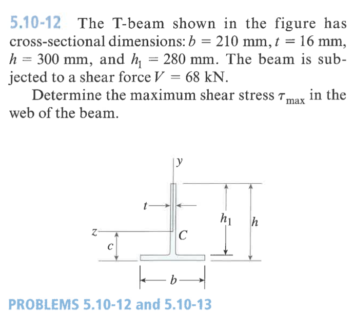 5 . 1 0 - 1 2 The T - beam shown in the figure