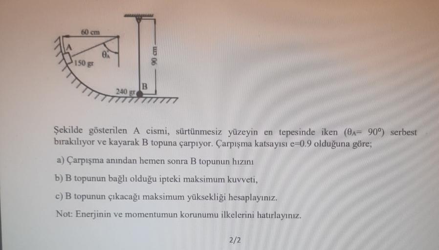 ekilde g sterilen A cismi, s rt nmesiz y zeyin en