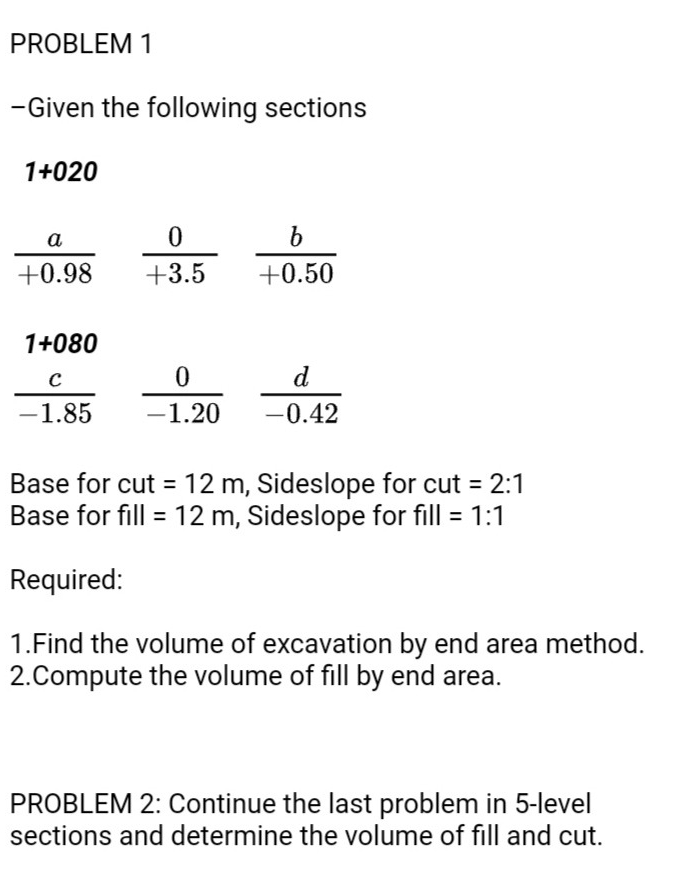 PROBLEM 1 - Given the following sections 1 + 0 2