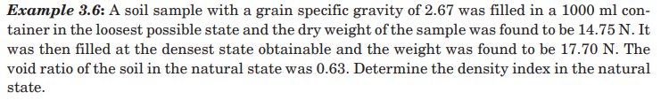 Example 3 . 6 : A soil sample with a grain