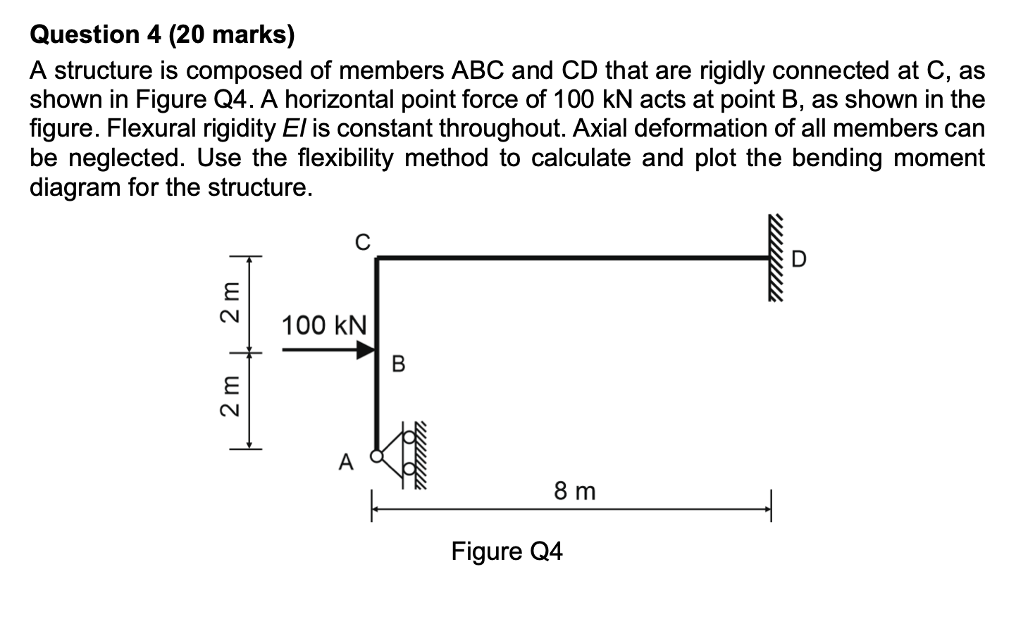 Question 4 ( 2 0 marks ) A structure is composed