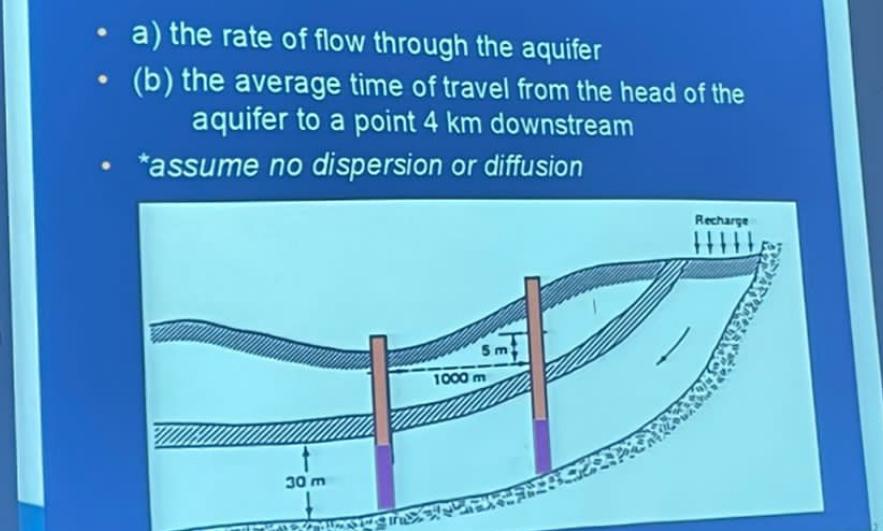 a ) the rate of flow through the aquifer ( b )