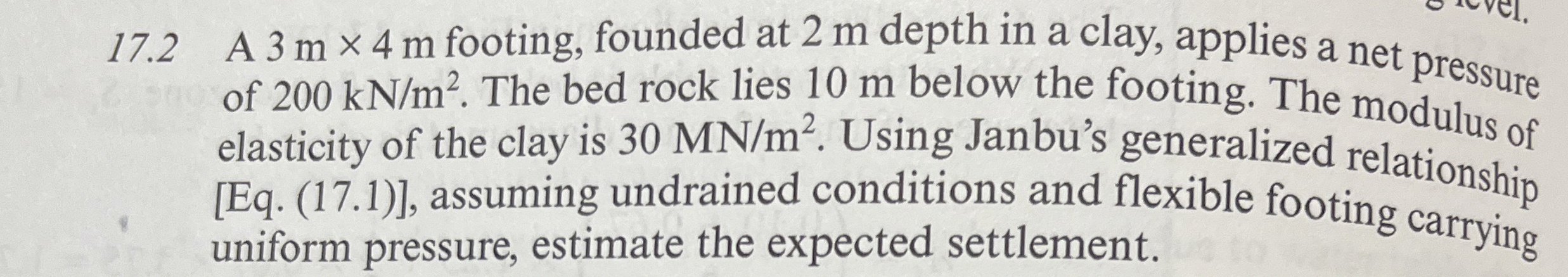 1 7 . 2 A 3 m 4 m footing, founded at 2 m depth