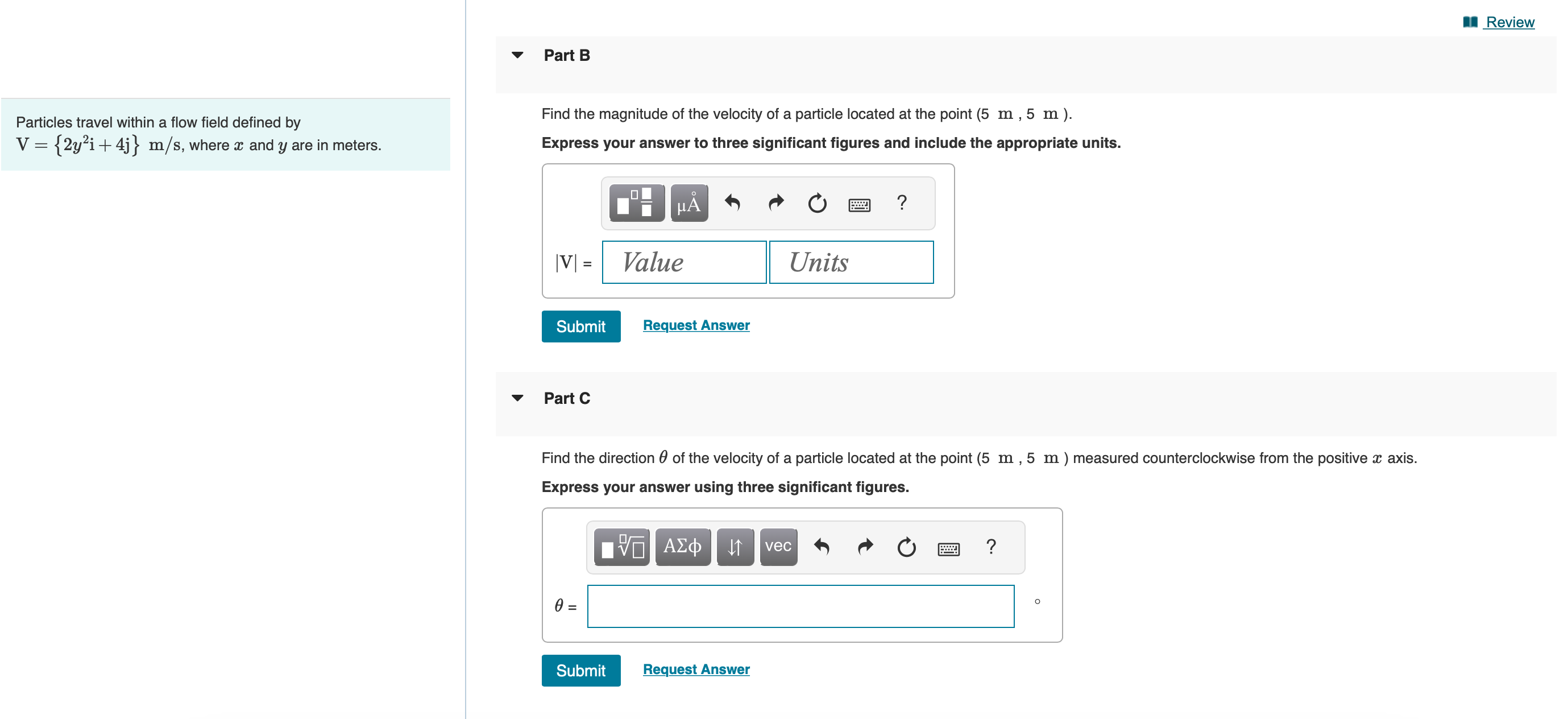 Part B Particles travel within a flow field