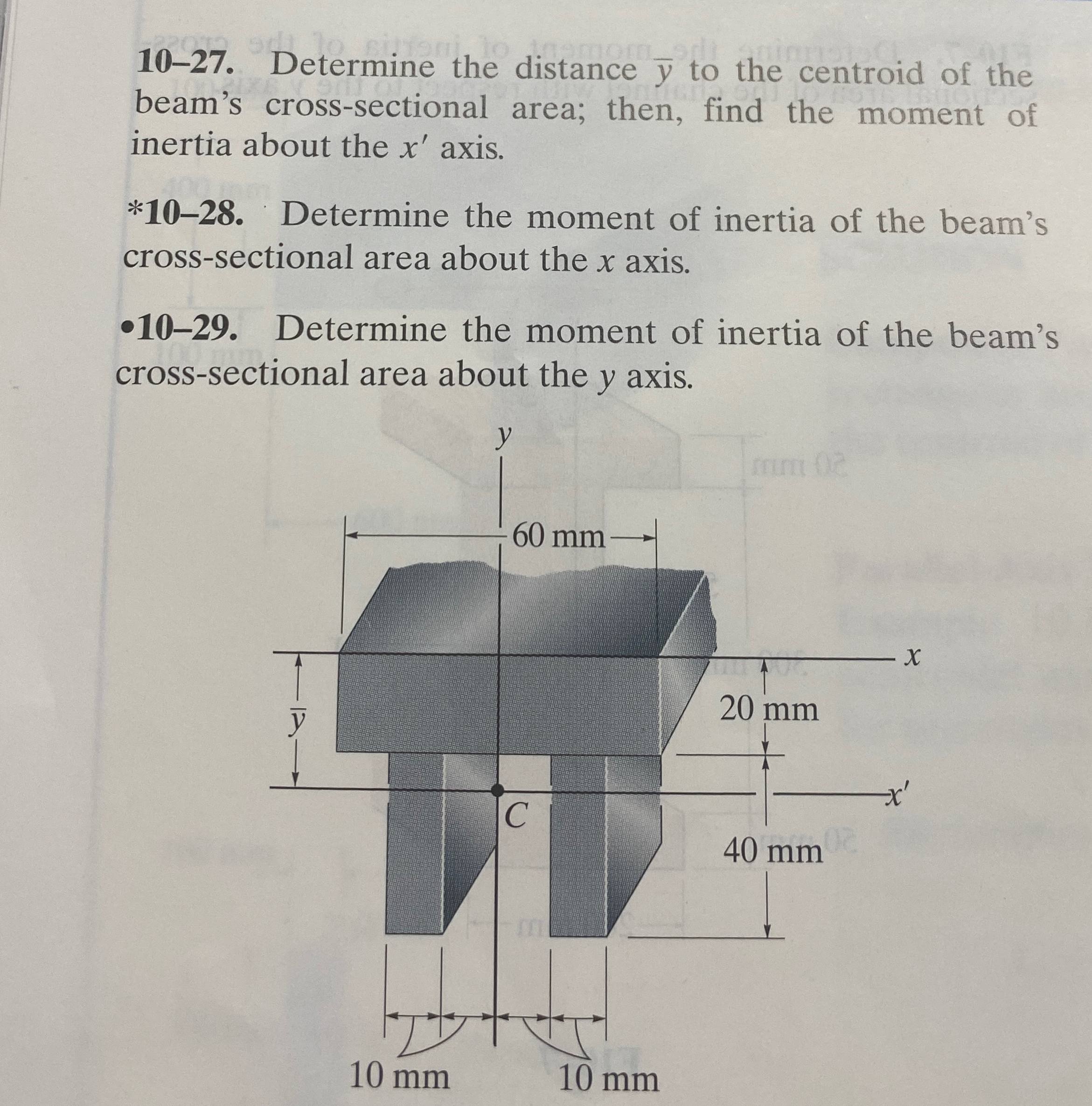 1 0 - 2 7 . Determine the distance ? b a r ( y )
